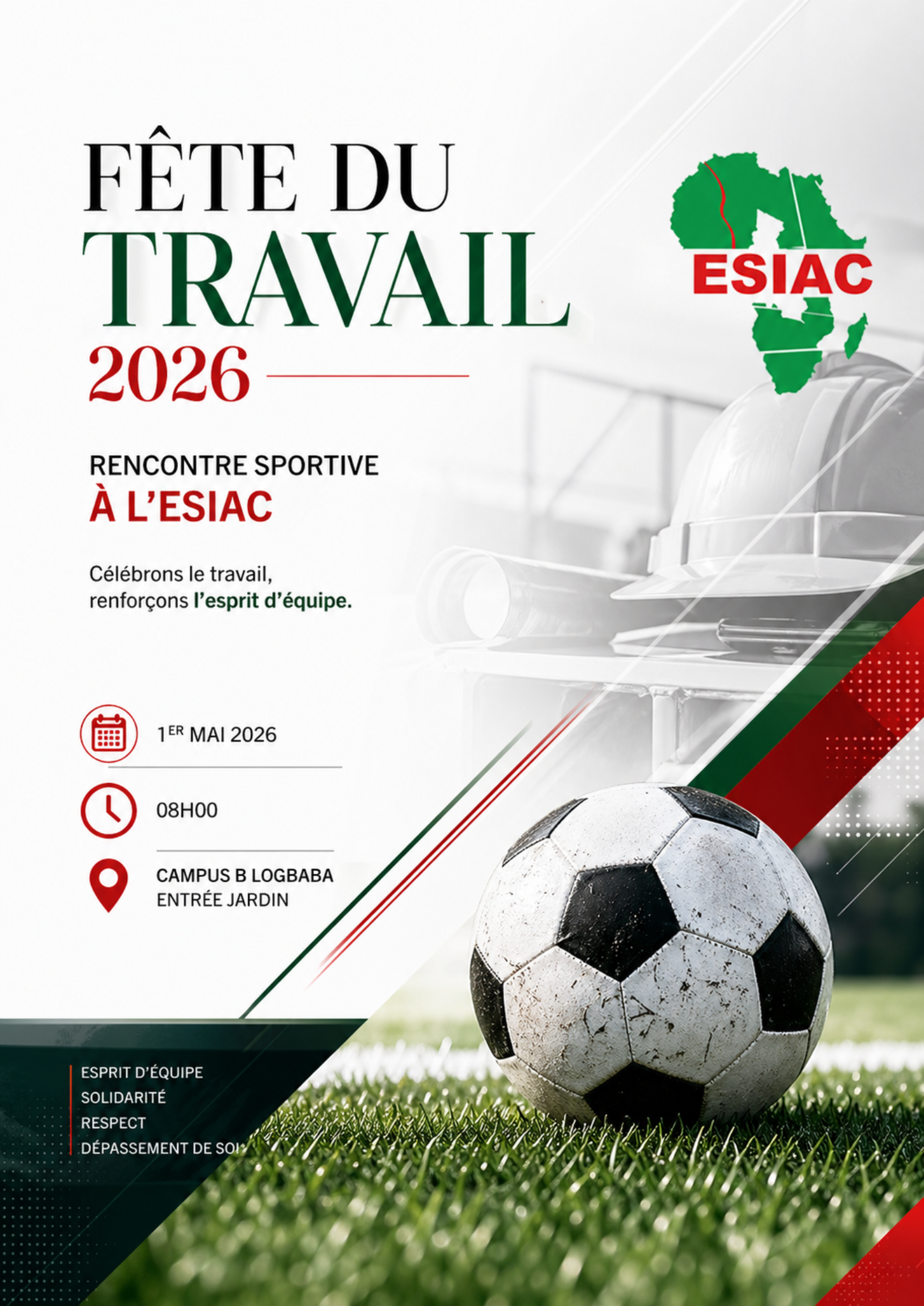 Fête du Travail 2026 : une rencontre sportive prévue à l’ESIAC pour célébrer l’esprit d’équipe